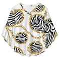 thumbnail image 4 of Zebra Print Gold Chain Women's V-Neck Blouse With 3/4 Ruffled Bell Sleeves Casual Top Ladies Blouses, 4 of 7