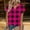 Hot Pink, variant on Guluxicc V Neck T Shirts for Women Short Sleeve Plaid Casual Loose Tops Spring Summer Womens Shirts