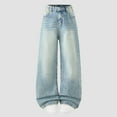 thumbnail image 1 of enyan Jeans Girls Kids Jean Pants Girls Cute Ripped Elastic Waisted Long Flared Pants Stretchy Jeans Denim Pants with Pockets Clothes Girls Light Blue,15-16 Years, 1 of 6