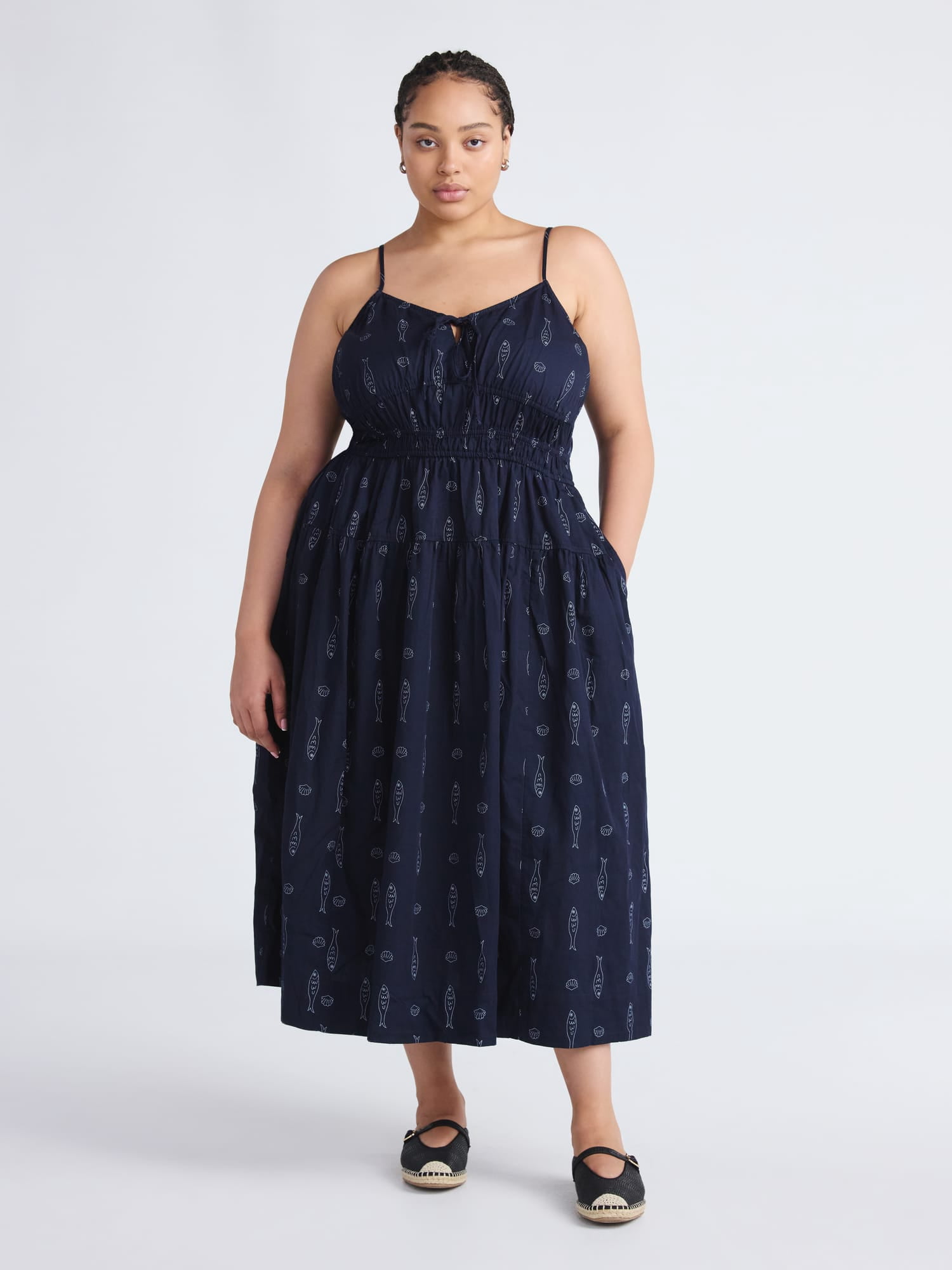 Free Assembly Women's and Women's Plus Smocked Cotton Maxi Dress, Sizes XS-4X