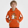 thumbnail image 2 of DJDLJWCJ Boys Halloween Graphic Hoodie Kids Halloween Print Pullover Sweatshirts, Fun Casual Fall Festival Tops Orange Size 10, 2 of 5