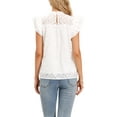 thumbnail image 3 of INSPIRE CHIC Summer Eyelet Tops for Women Casual Short Ruffle Sleeves Shirts Crew Neck Cotton Hollow Out Lace Embroidered Blouses XS White, 3 of 6