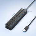 thumbnail image 5 of 7 Ports USB Hub Splitter Multi Hub USB 3.0 Adapter USB Several Ports Power Adapter with Switches and Lights, 5 of 5