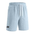 thumbnail image 4 of FINALGANG Mens Elastic Drawstring Jacquard Knit Label Patch Casual Shorts Summer Daily Loose Fit Soft Breathable Side Pocket Walking Bottoms For Men Light Blue M, 4 of 7