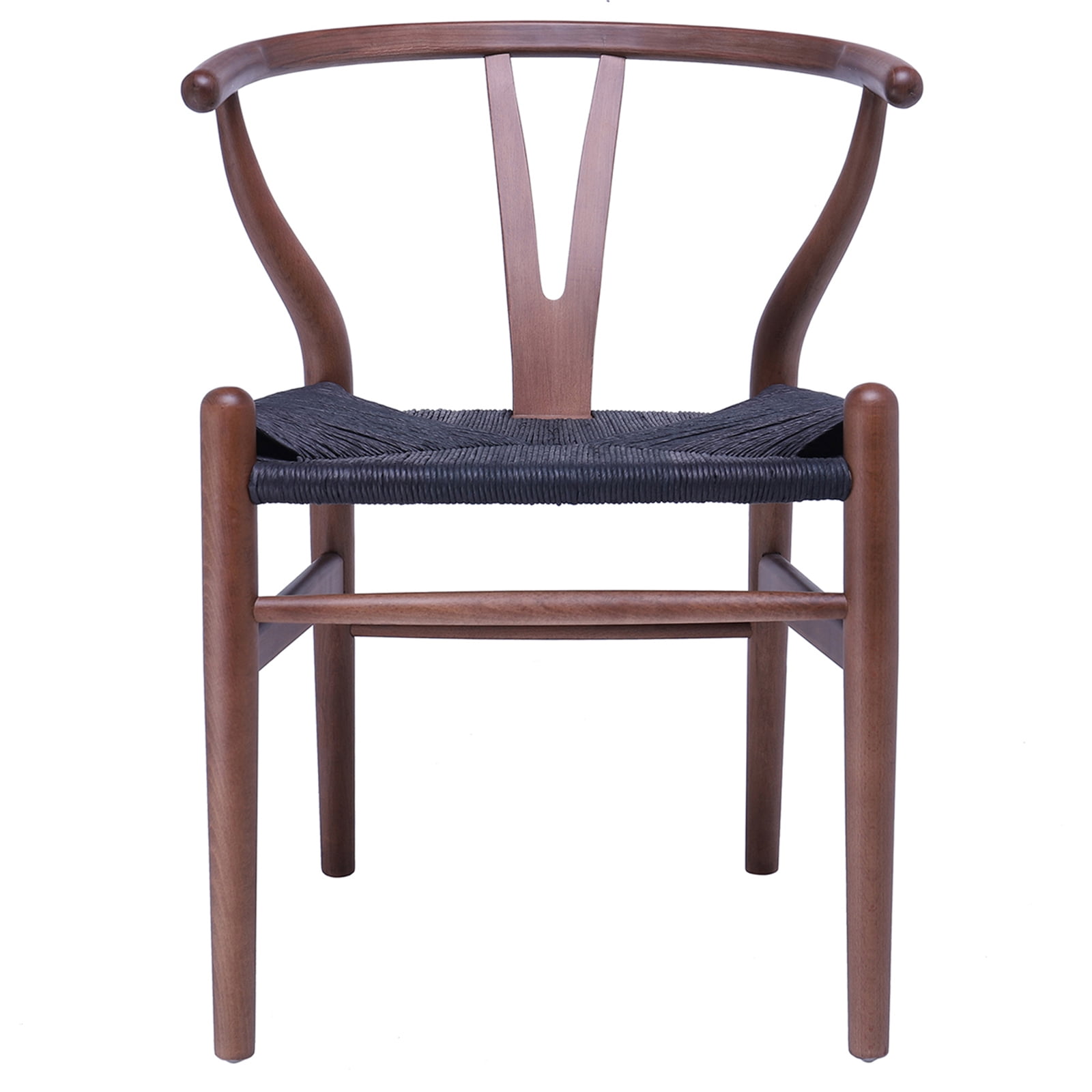2xhome Espresso Wishbone Wood Wooden Armchair With Arms Open Y Back