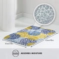 thumbnail image 5 of Blue Yellow and Navy Chrysanthemum Flowers Bath Mat Non-Slip Soft Microfiber Bathroom Rugs Washable Bathmat, Carpet Rug Entryway Daisy Floral Decor for Tub Shower Room Floor, 31.5x20 Mat, 5 of 6
