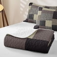 thumbnail image 4 of Erosebridal Brown Grey Patchwork Twin Quilt Set for Boys Men, Houndstooth Plaid Print Twin Coverlet Set, 2pcs, 4 of 7