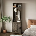 thumbnail image 5 of Farmhouse Hall Tree, 4-in-1 Coat Rack with Shoe Storage Bench, Entryway Coat Rack with 5 Hooks, 2 Cubbies & 1 Barn Door Cabinet for Entryway, 5 of 8