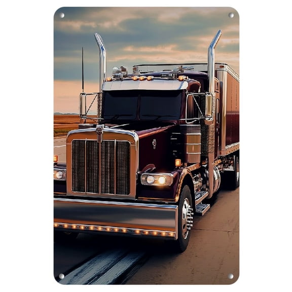 Vintage Metal Classic Large Truck Art Poster, Vintage Semi Truck Front Iron Paint Wall Decoration for Homes, Streets, Doors, Bars, Clubs, Restaurants, Garages, Cafes, Shops Bar Logo Gift 12X 8 Inches
