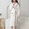 thumbnail image 1 of Wancir Robe Winter Bathrobe Women Loose Loungewear Sweet Tender Robe Fleece Coral Warm Robes Pink Grey, 1 of 9
