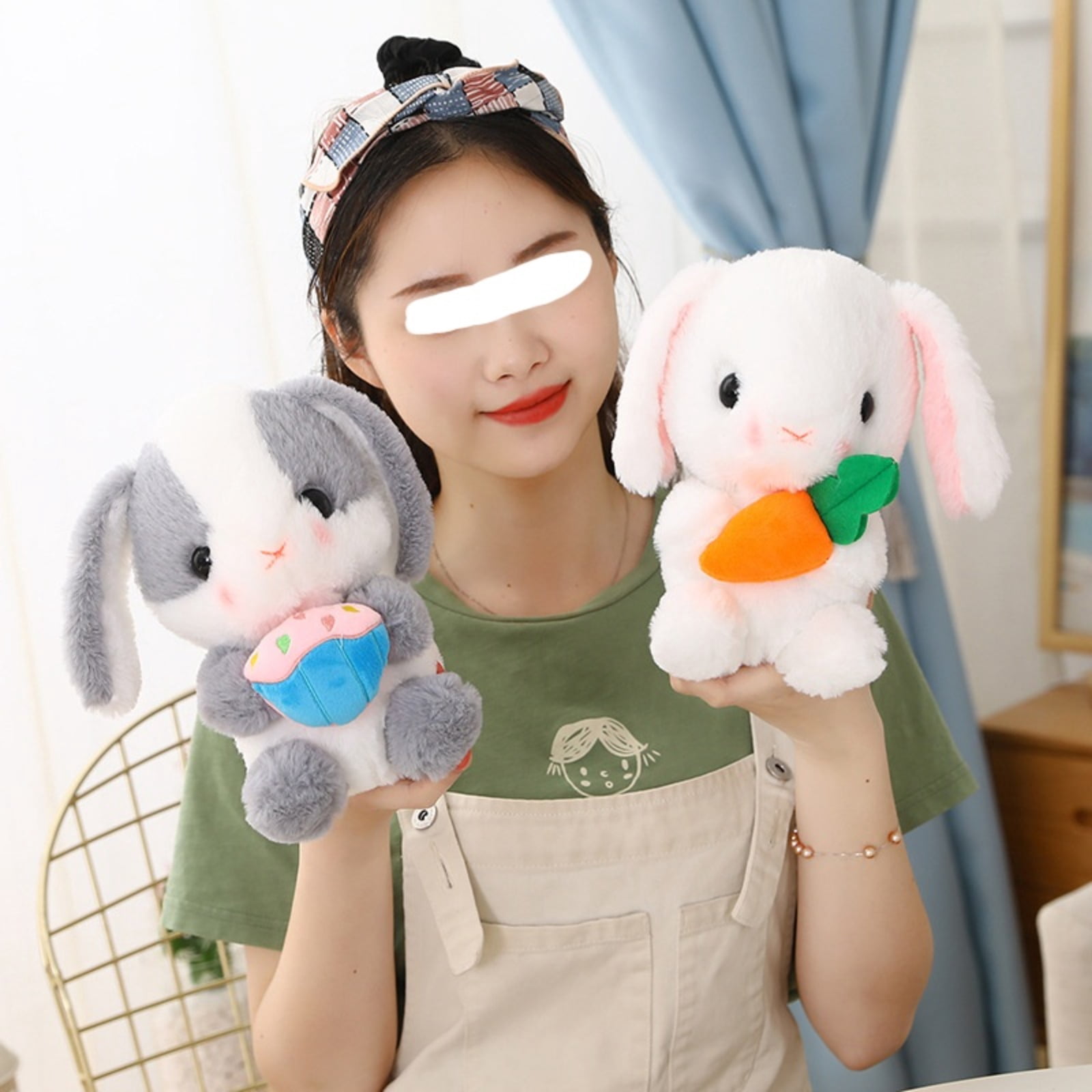 Long Ear White Bunny Plush Toy Soft Stuffed Rabbit Doll Decorative Gift