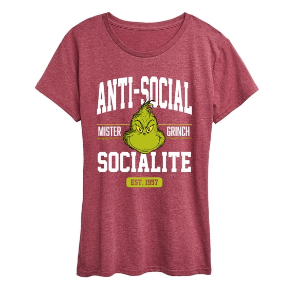 The Grinch - Anti-Social Socialite - Women's Short Sleeve Graphic T-Shirt