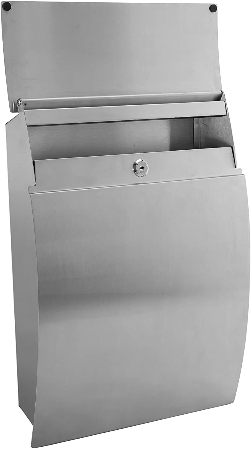 Modern Stainless Hardware MB1, Solid Grade 304 Stainless Steel Mailbox