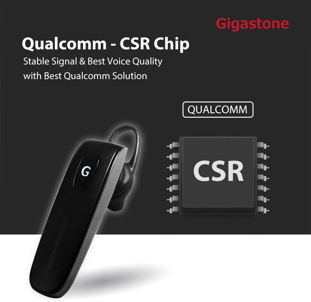 Gigastone D1 Bluetooth Earpiece, Wireless Handsfree Headset with Microphone, 2 Pack