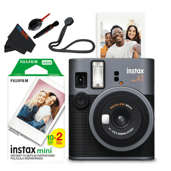 Fujifilm Instax Mini 41 Instant Film Camera with Twin Pack, Black, 1 Count