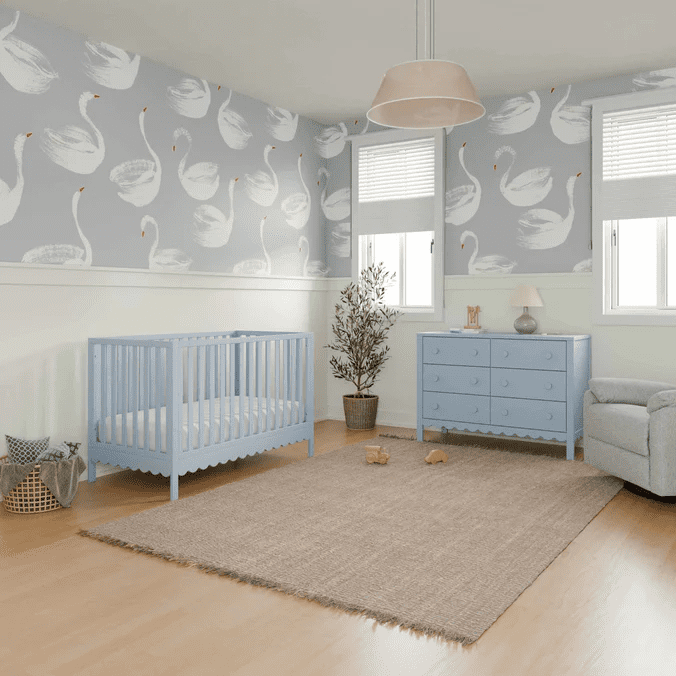 daVinci Sammy Scallop 4 in 1 Convertible Crib, Powder Blue