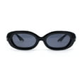 thumbnail image 2 of Womens Retro Mod Oval Thick Plastic Fashion Chic Sunglasses All Black, 2 of 4