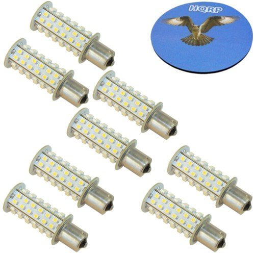 HQRP 10-Pack BA15s Bayonet Base 9 LEDs SMD 5050 LED Bulb Cool White for #1141#1156 Casita RV Interior/Porch Lights Replacement  UV Meter 