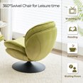 thumbnail image 7 of Velvet Swivel Accent Chair with Ottoman for Living Room Bedroom Reading Room, Cozy Lounge Armchair Fluffy Round Tufted Back Adult Gifts for Small Room Lazy Relax Read TV Chair,Apple Green, 7 of 7