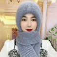 thumbnail image 3 of ievspot Women Winter Hat with Scarf Thick Cycling Headwear Solid Color Elastic Full Protection Outdoor Travel Cold Weather Skiing Cap, 3 of 8
