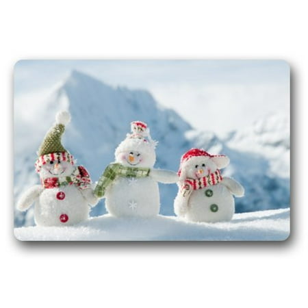 Fabric Mat - WinHome Happy and Sweet Snowman Fabric Doormat Floor Mats Rugs Outdoors/Indoor Doormat Size 30x18 inches