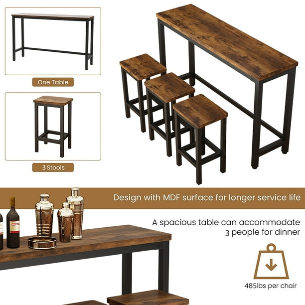 BAR COUNTER TABLE SMBT×NTF 4-Piece Pub Table Set, Counter Height, 3 Stools, Space