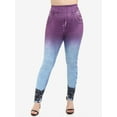 thumbnail image 3 of Rosegal Women's Plus Size High Waist 3D Denim Lace Print Skinny Jeggings, 3 of 5