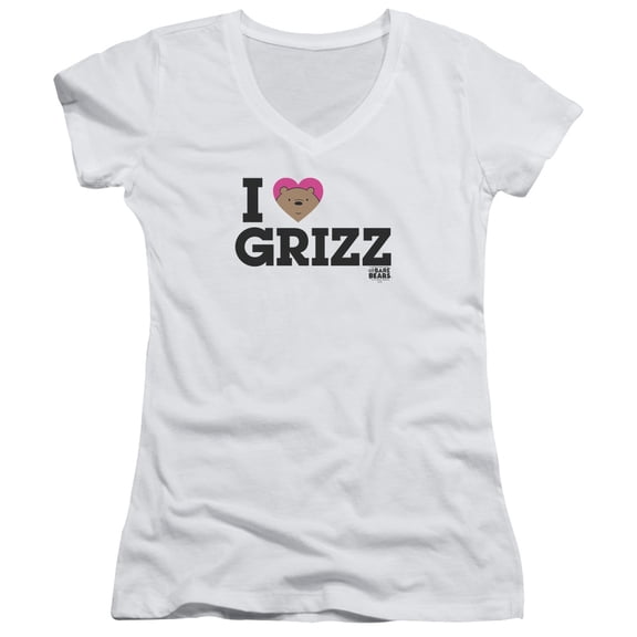 We Bare Bears Heart Grizz Junior Women's T-Shirt V-Neck White