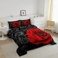 thumbnail image 2 of Erosebridal Red and Black Rose Comforter Set Twin Valentine's Day Bedding for Women Rose Love Romantic Moment Print Quilts Blossom Rose Flowers Duvet Insert 2 Pcs with 1 Pillowcase, 2 of 6