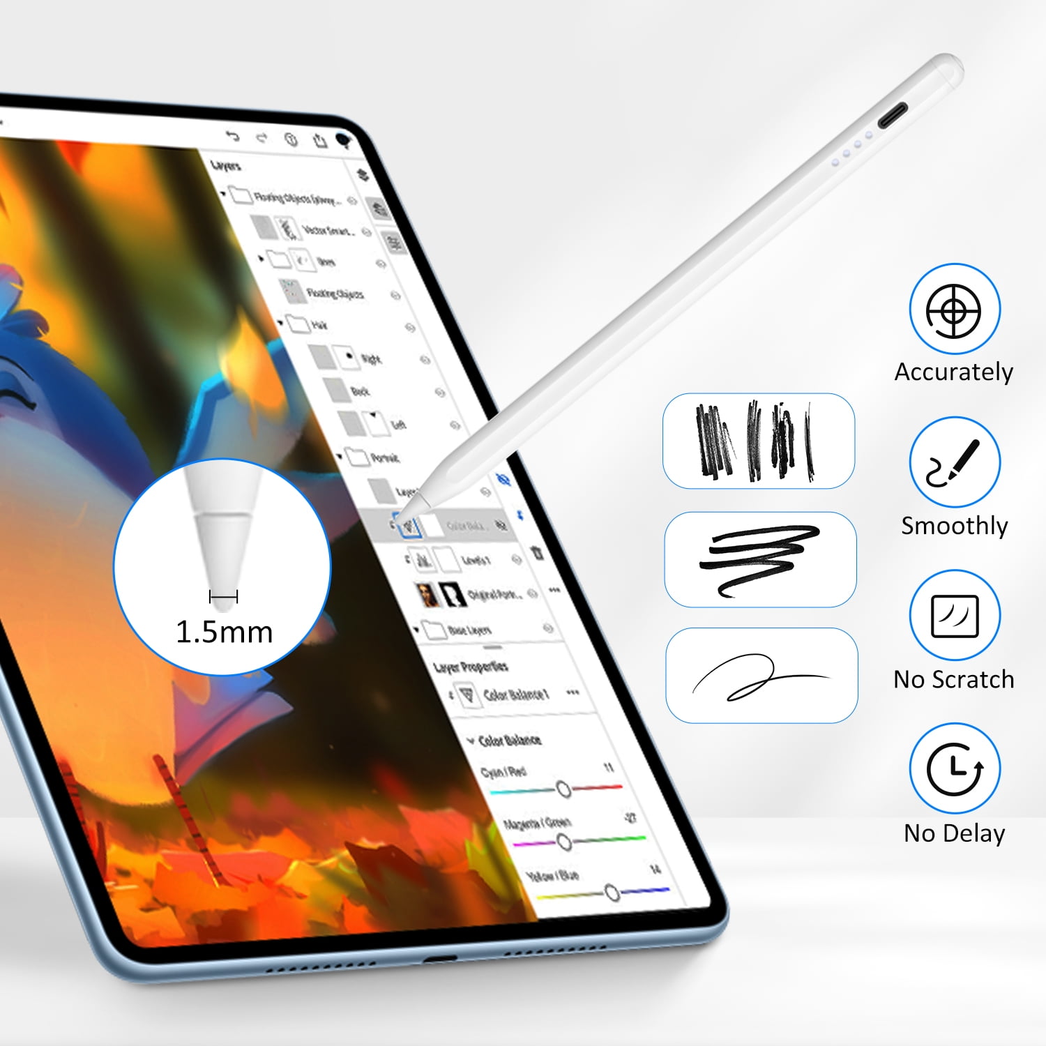 Stylus Pen for Apple iPad (2018 to 2022), Palm Rejection,Adsorption for iPad Pro (11/12.9 in), iPad 6/7/8/9 /10 ,iPad Mini 5/6 ,iPad Air 3rd/4th ,ipad Pen with Switch Button