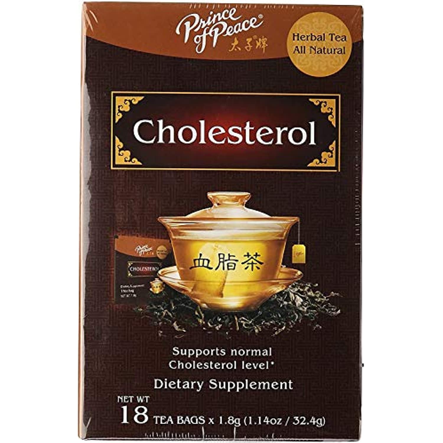 Prince Of Peace Cholesterol Tea, 4 Pack 18 Tea Bags Each Herbal Tea