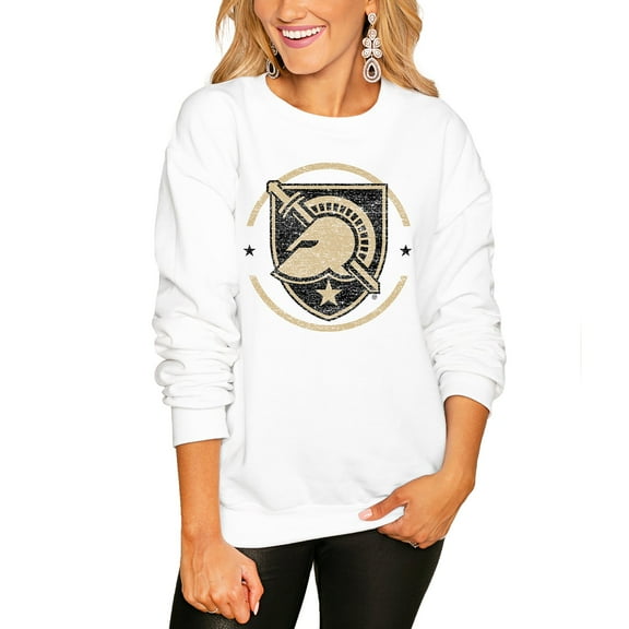Women's Gameday Couture White Army Black Knights End Zone Oversized Sweatshirt