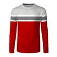 thumbnail image 5 of Goodtrade8 Casual Fall Tops for Men Color Block Red Crew Neck Long Sleeve Mens Shirts Plus Size, 5 of 5