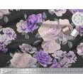 thumbnail image 3 of Soimoi Tissu en Voile de Coton Imprimé Feuilles & Roses Tissu de Couture Yard 56 Pouces de Large, 3 of 3