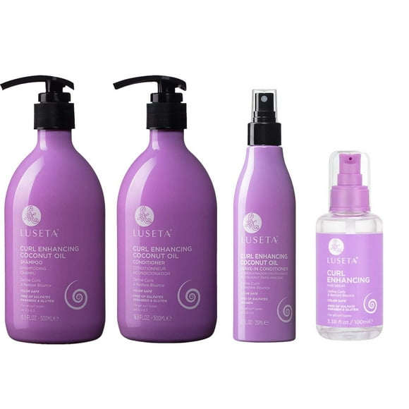 Luseta Shampooing et après-Shampooing Boucles & après-Shampooing Sans Rinçage & Huile Capillaire, l Définissez Boucles & Restaurez Rebond Anti-Frisottis et Lissage pour Cheveux Bouclés