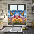 thumbnail image 4 of Yayeee Kitchen Curtains Tier Pair Light Filtering 27"x24" Rod Pocket Short Cafe Window Panel, Flower Butterfly Pattern, 4 of 7