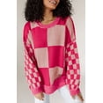 thumbnail image 1 of FOLUNSI Rose Red Plaid Sweater - Chic Drop Shoulder Knit, 1 of 8