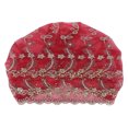 thumbnail image 3 of Turban Head Wraps, Breathable Net Yarn Embroidered Feather Style Muslim Wrap Hat  For Hiking For Daily Wear For Travel Blue,Black,Red Wine, 3 of 8