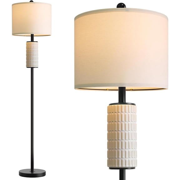 Living Room Floor Lamp   Modern Ceramic Base - Hot Deal Lighting - Comfortable Ambient Lighting - Great for Adults & Home Decor