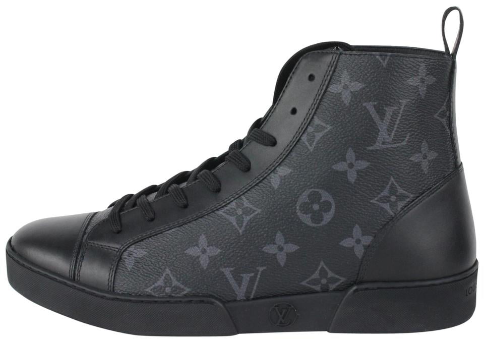 Louis Vuitton Back Leather Monogram Canvas HighTop Sneakers