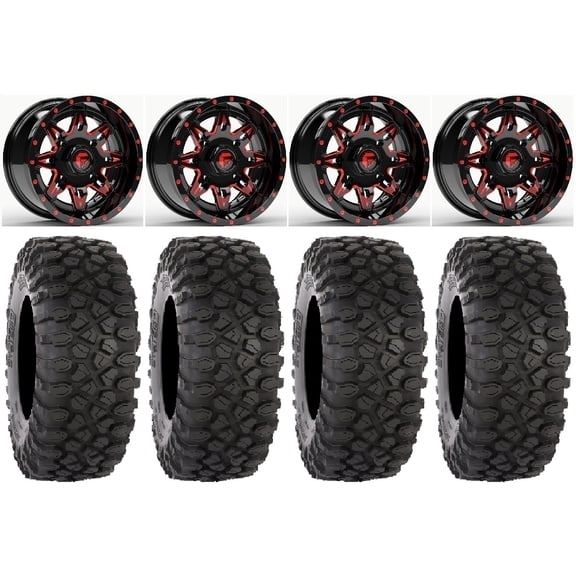 Fuel Lethal Red 14" Wheels 28" XC450 Tires Polaris RZR XP 1000 / PRO XP / Ranger XP 900/1000