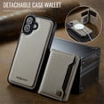 thumbnail image 2 of AutSpace Funda para Apple iPhone 16, Bloqueo RFID, Cuero PU, Compatible con MagSafe, Billetera Desmontable 2 en 1 con Tarjetero, Soporte, Cubierta Protectora Magnética, Gris, para iPhone 16, 2 of 10