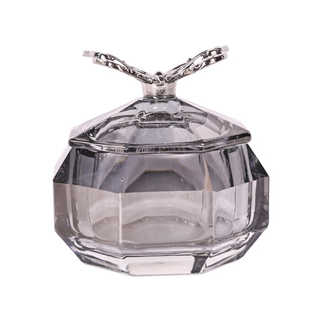 Plato Dappen de cristal para decoración de uñas con tapa, herramientas para decoración de uñas, accesorios de manicura, tarros pequeños para taza para Gris