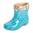 thumbnail image 6 of Womens Polka Dot PVC Waterproof Mid Calf Rain Boots, Floral Cuff Lined, Soft Warm Interior, Pull On Casual Rain Shoes for Daily Outdoor Indoor Wear Light Blue A, 6 of 7