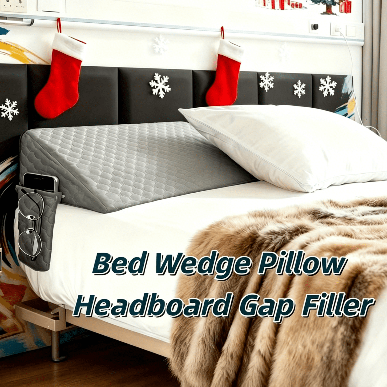 Oaskys Multifunctional memory foam Headboard Wedge Pillow – Ergonomic Triangle Support Cushion for Sleep Apnea, Post Surgery Recovery & Leg Elevation