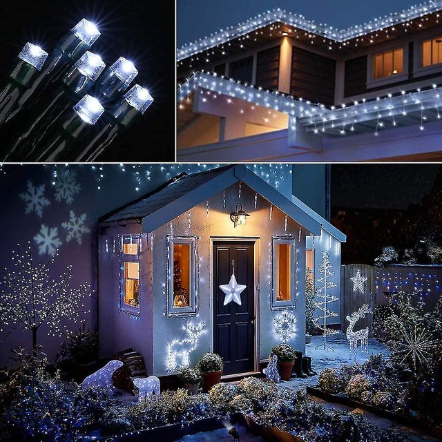 Cadena de luces solares para exteriores, cadena de luces navideñas a prueba de agua, modos de iluminación de lámparas decorativas para jardín, patio, cerca, cumpleaños, kaili Sencillez