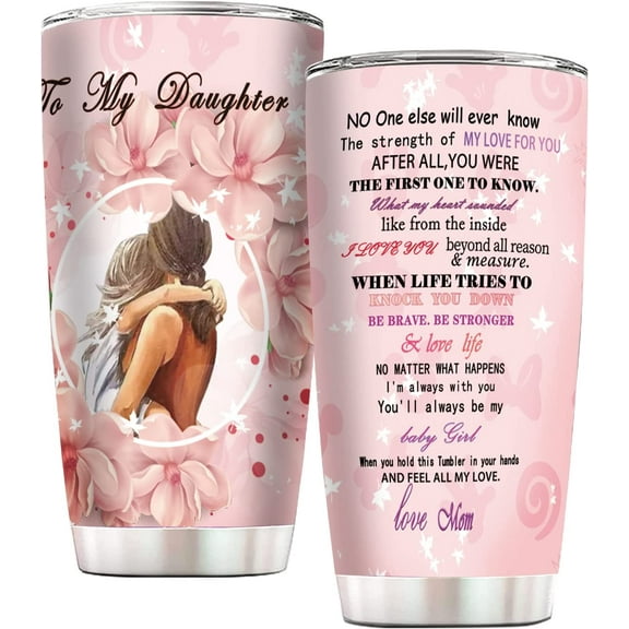 Daughter Gift from Mom - Birthday Gifts for Daughter from Mother -Wedding Day, Mother''s Day, Valentines Day,Christmas -To My Daughter Insulated Stainless Steel Pink Tumbler Coffee Mug 20oz