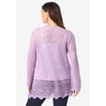thumbnail image 2 of Roaman's Women's Plus Size Bell Sleeve Pointelle Cardigan, 2 of 4