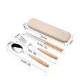thumbnail image 3 of Transemion Portable Wood Handle Stainless Spoon Fork Chopsticks Set Restaurants Dinnerware Kit Portable Travel Picnic Tableware Set 3pcs 1Set, 3 of 6