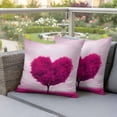 thumbnail image 4 of Valentine's Day Pillow Covers 2 Pack Romantic Spring Pink Maple Leaf Love Heart Tree Pink Pillowcase Waterproof Outdoor Throw Pillow Cover for Patio Garden Square Cushion 26”x26”, 4 of 9